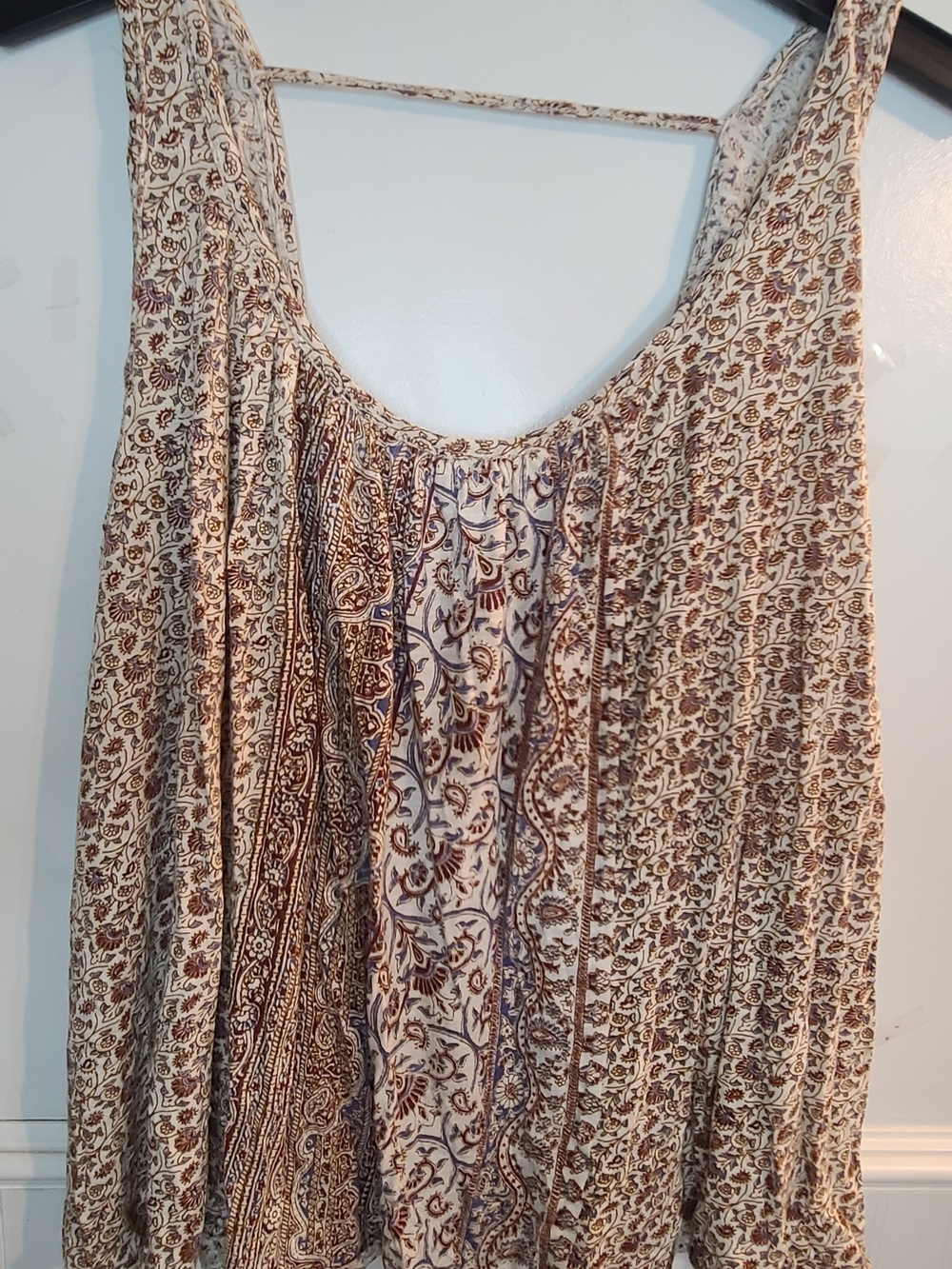 Free People Cream Knit Top with Brown Accents. Oversized - Picture 2 of 6